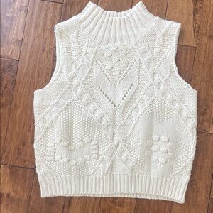 Cream Cable Knit Sleeveless Sweater